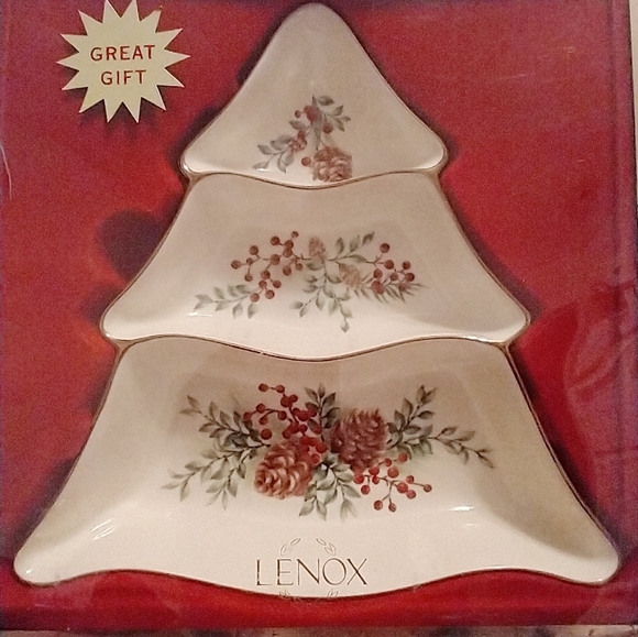 Lenox divided serving tray. Boxwood pine pattern. Great for Olives, pickles. - Picture 2 of 11